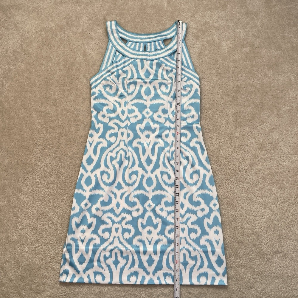 Gretchen Scott Jersey Isosceles Arabesque Dress XS Sleeveless Blue White - Picture 5 of 10
